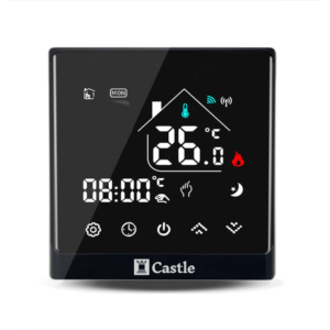 Программируемый терморегулятор castle ac8400h black, черный с сенсорными кнопками